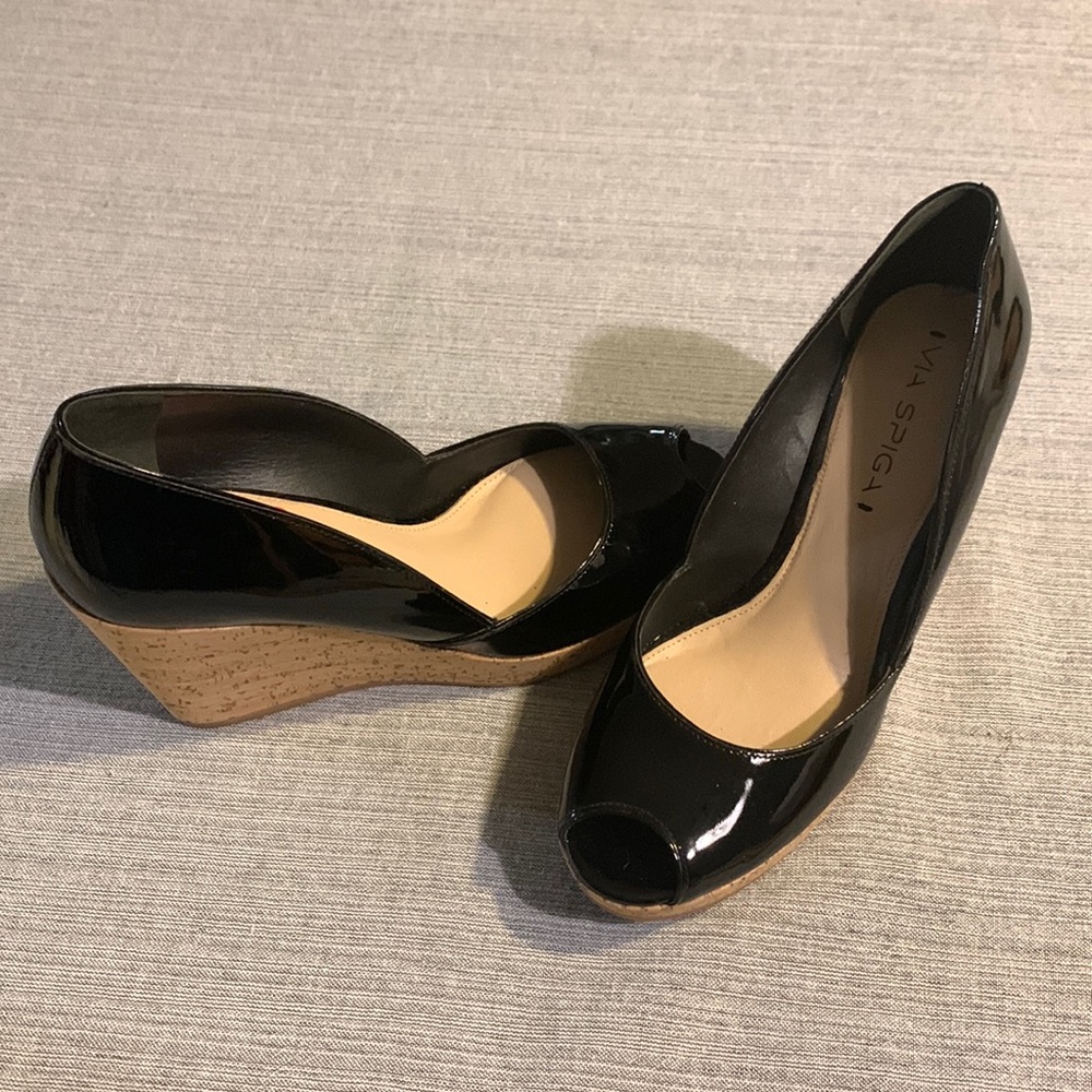 Black Patent Leather Via Spiga Espadrille